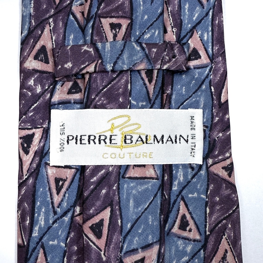 Pierre‎ Balmain Couture Silk Geometric Triangle Neck Tie - L: 57" W: 3.5"